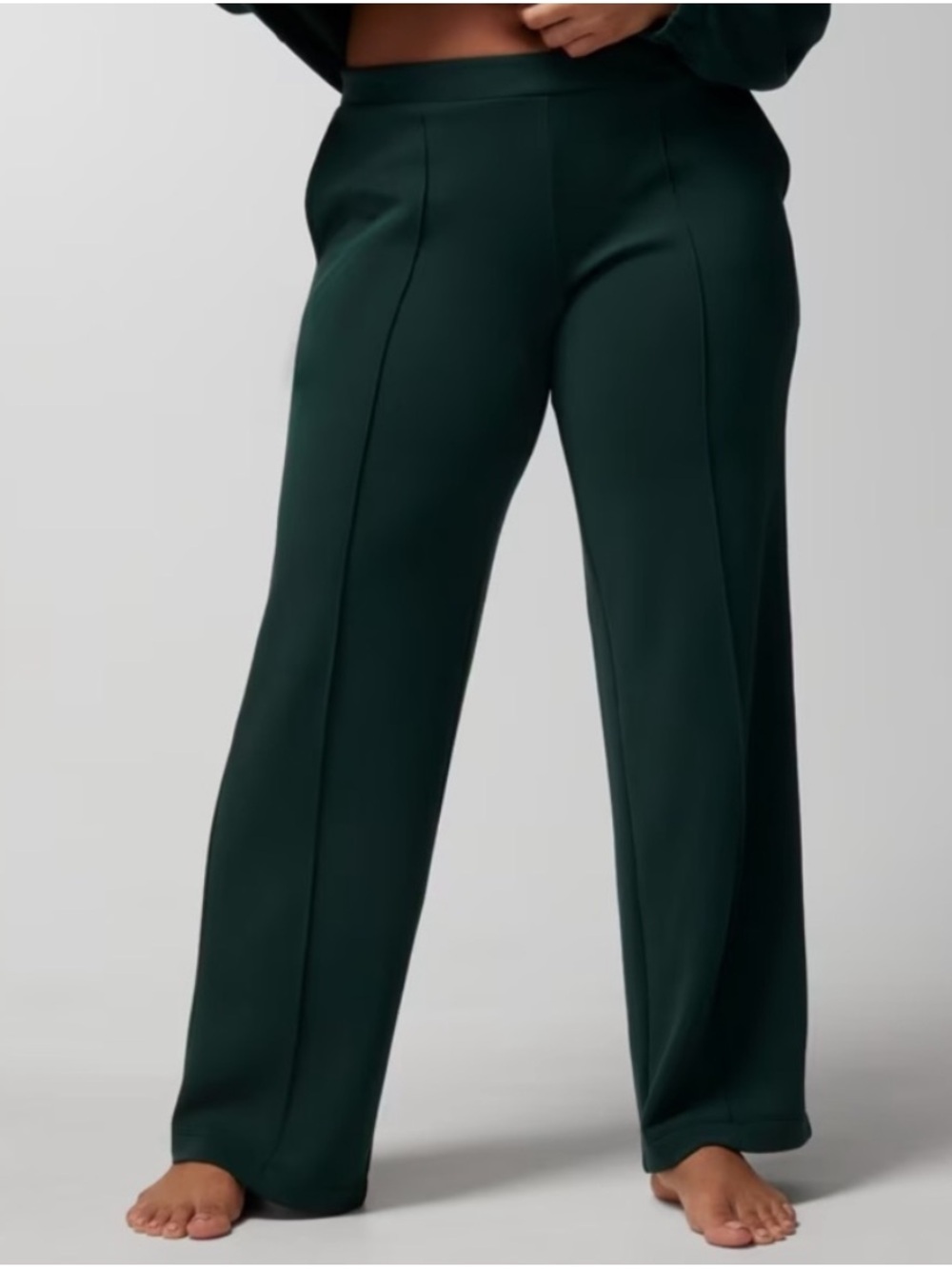 Soma Women's LUXE Modern Modal  Emerald Green Wide-Leg Sweat Pants Sz Large
